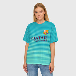 Футболка оверсайз женская Barcelona FC: Aqua, цвет: 3D-принт — фото 2