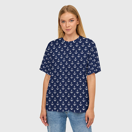 Женская футболка оверсайз Морские якоря / 3D-принт – фото 3