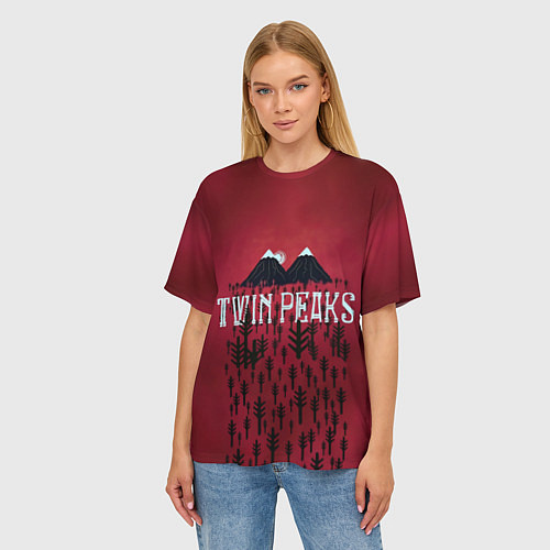 Женская футболка оверсайз Twin Peaks Wood / 3D-принт – фото 3