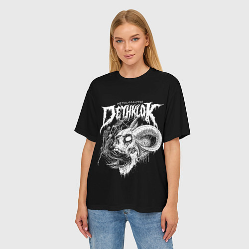 Женская футболка оверсайз Dethklok: Goat Skull / 3D-принт – фото 3
