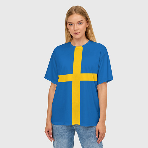 Женская футболка оверсайз Флаг Швеции / 3D-принт – фото 3