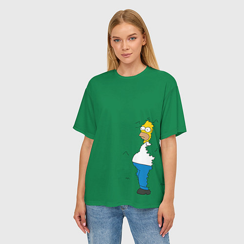 Женская футболка оверсайз Гомер в кустах / 3D-принт – фото 3