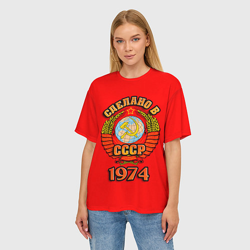 Женская футболка оверсайз Сделано в 1974 СССР / 3D-принт – фото 3