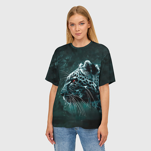 Женская футболка оверсайз Леопард / 3D-принт – фото 3