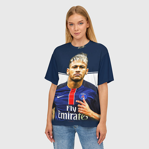 Женская футболка оверсайз Neymar: Fly Emirates / 3D-принт – фото 3