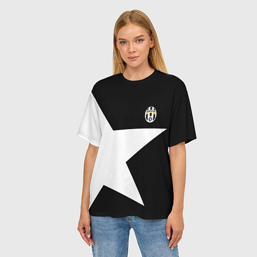 Женская футболка оверсайз FC Juventus: Star / 3D-принт – фото 3