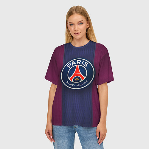Женская футболка оверсайз Paris Saint-Germain / 3D-принт – фото 3