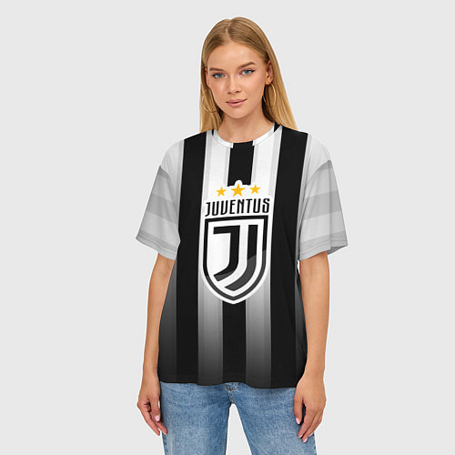 Женская футболка оверсайз Juventus FC: New logo / 3D-принт – фото 3