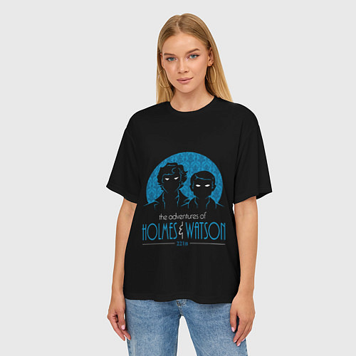 Женская футболка оверсайз Холмс и Ватсон 221B / 3D-принт – фото 3