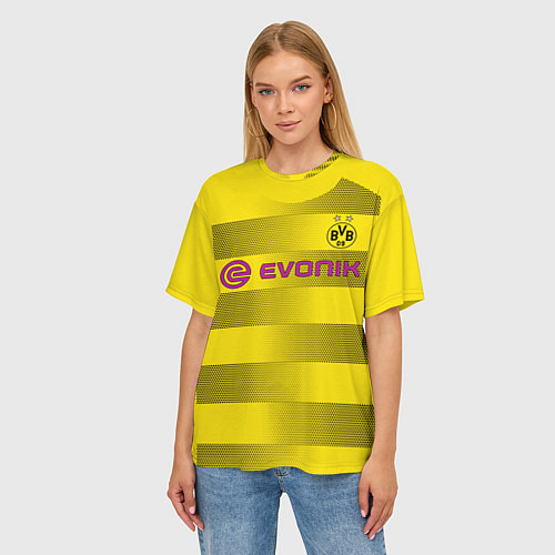 Женская футболка оверсайз BVB FC: Rois Home 17/18 / 3D-принт – фото 3