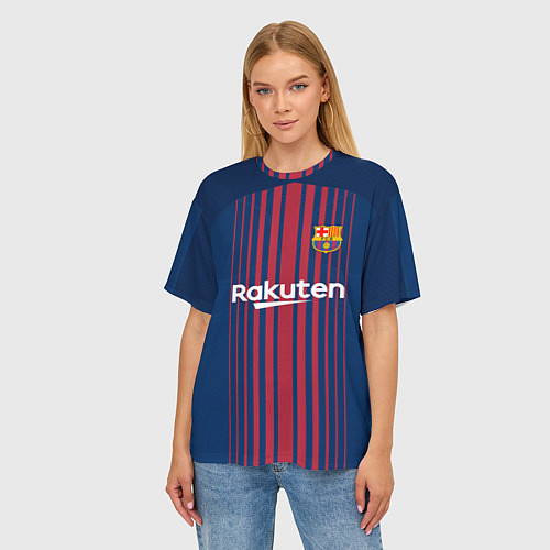 Женская футболка оверсайз Barcelona FC: Neymar Home 17/18 / 3D-принт – фото 3