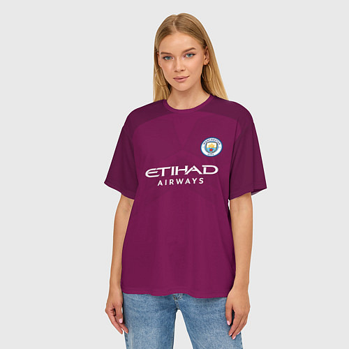 Женская футболка оверсайз Man City FC: Away 17/18 / 3D-принт – фото 3