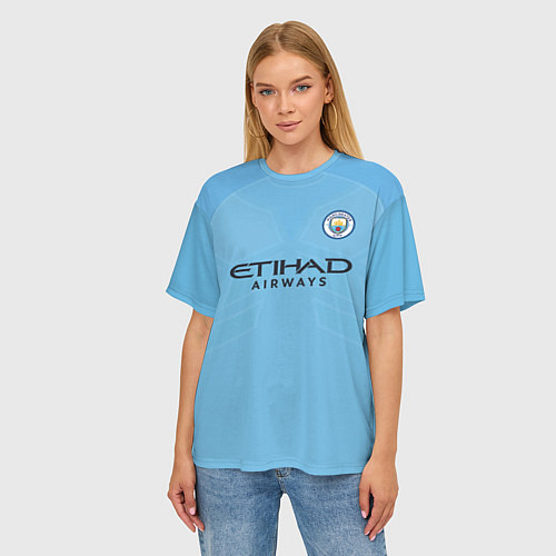 Женская футболка оверсайз Man City FC: Sterling Home 17/18 / 3D-принт – фото 3