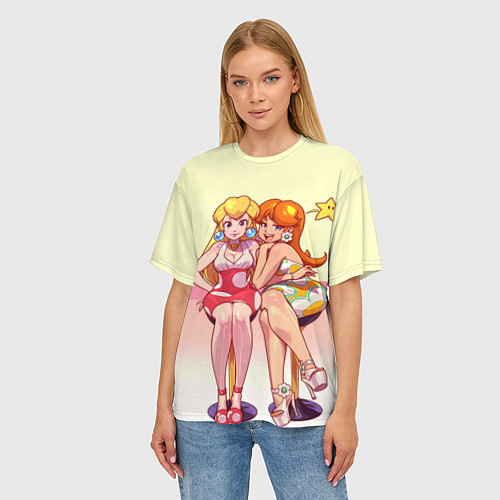 Женская футболка оверсайз Принцессы Пич и Зельда / 3D-принт – фото 3