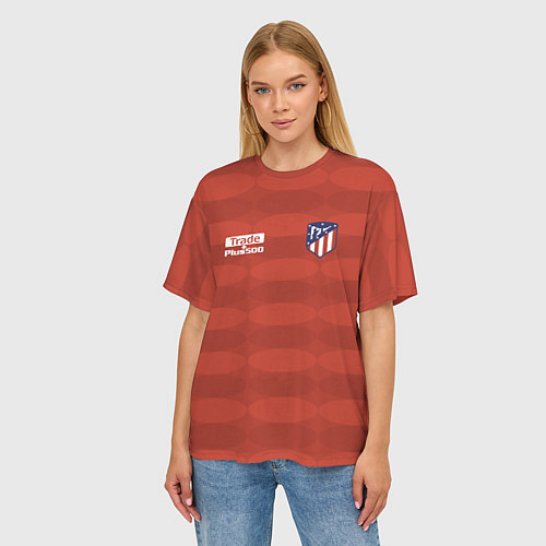 Женская футболка оверсайз Atletico Madrid: Red Ellipse / 3D-принт – фото 3