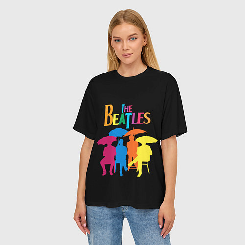Женская футболка оверсайз The Beatles: Colour Rain / 3D-принт – фото 3