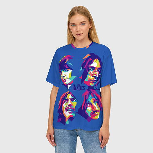 Женская футболка оверсайз The Beatles: Faces / 3D-принт – фото 3