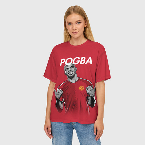 Женская футболка оверсайз FC MU: Pogba / 3D-принт – фото 3