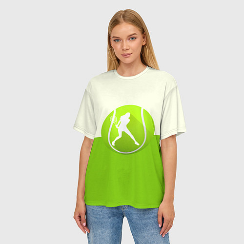 Женская футболка оверсайз Символ теннисиста / 3D-принт – фото 3