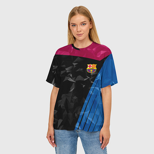 Женская футболка оверсайз FC Barcelona: Abstract / 3D-принт – фото 3