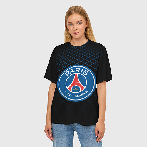 Женская футболка оверсайз FC PSG: Blue Lines / 3D-принт – фото 3