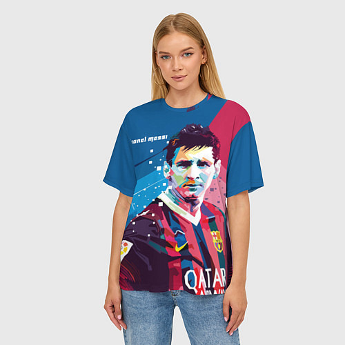 Женская футболка оверсайз Lionel Messi / 3D-принт – фото 3