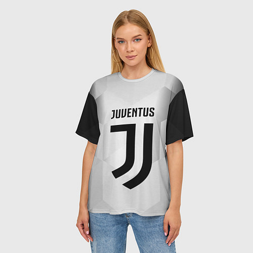 Женская футболка оверсайз FC Juventus: Silver Original / 3D-принт – фото 3