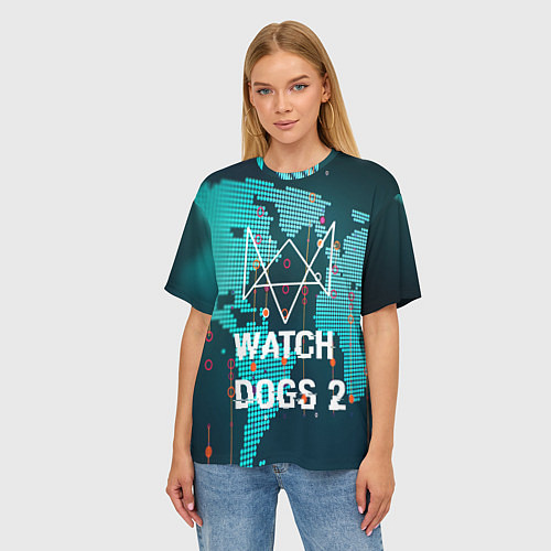 Женская футболка оверсайз Watch Dogs 2: Network Hack / 3D-принт – фото 3