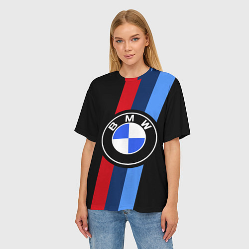 Женская футболка оверсайз BMW 2021 M SPORT БМВ М СПОРТ / 3D-принт – фото 3