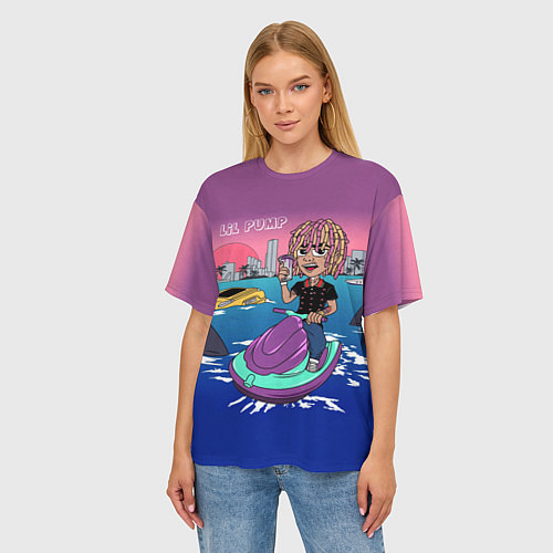 Женская футболка оверсайз Lil Pump on the water / 3D-принт – фото 3
