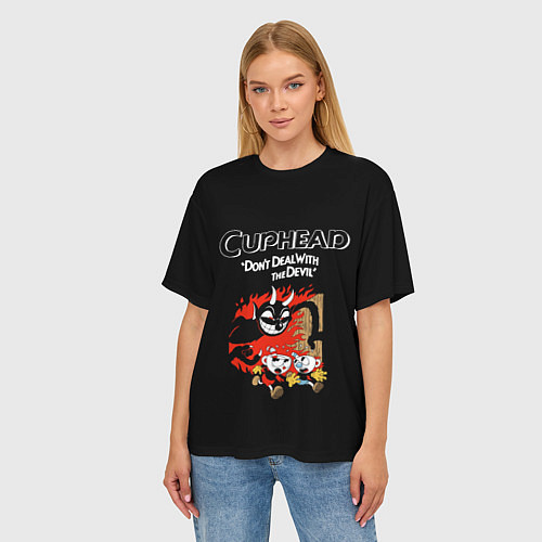 Женская футболка оверсайз Cuphead: Hell Devil / 3D-принт – фото 3