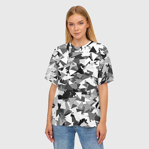 Женская футболка оверсайз Городской серый камуфляж / 3D-принт – фото 3