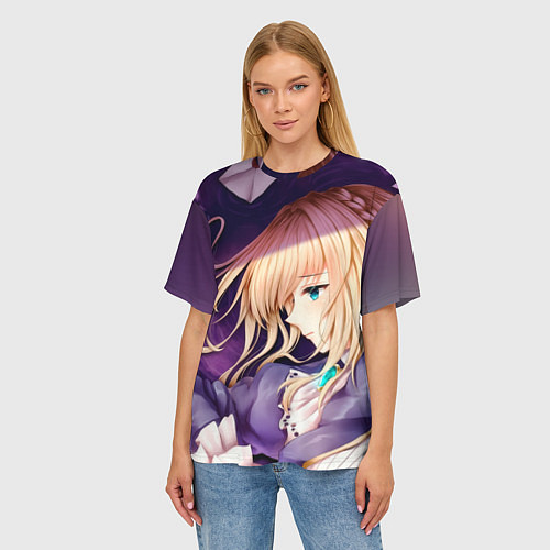 Женская футболка оверсайз Violet Evergarden / 3D-принт – фото 3