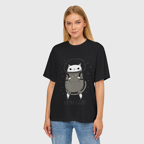 Женская футболка оверсайз Space Cat / 3D-принт – фото 3