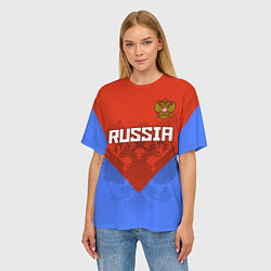Футболка оверсайз женская Russia Red & Blue, цвет: 3D-принт — фото 2