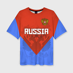 Женская футболка оверсайз Russia Red & Blue