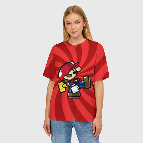 Женская футболка оверсайз Super Mario: Red Illusion / 3D-принт – фото 3