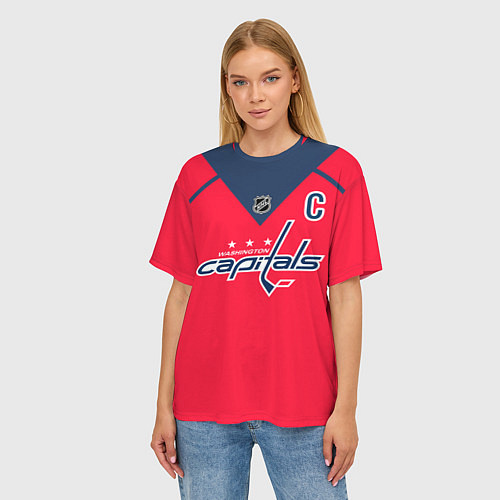 Женская футболка оверсайз Washington Capitals: Ovechkin Red / 3D-принт – фото 3