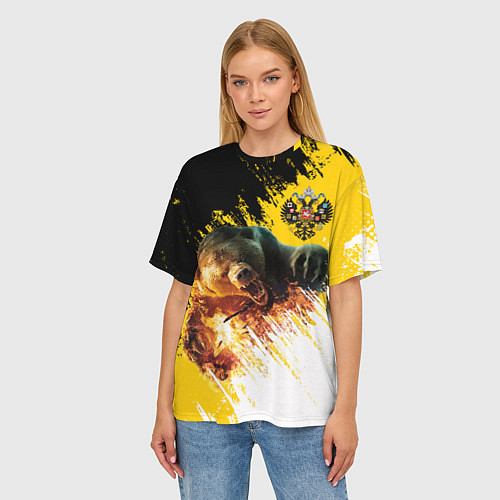 Женская футболка оверсайз Имперский медведь / 3D-принт – фото 3