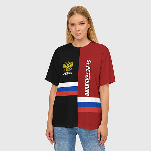Женская футболка оверсайз St.Petersburg, Russia / 3D-принт – фото 3