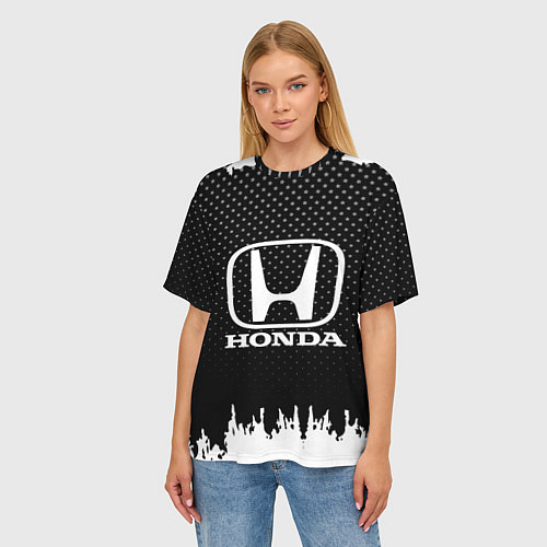 Женская футболка оверсайз Honda: Black Side / 3D-принт – фото 3