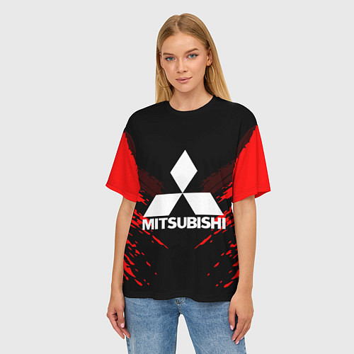 Женская футболка оверсайз Mitsubishi: Red Anger / 3D-принт – фото 3
