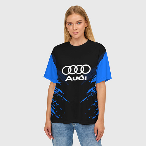 Женская футболка оверсайз Audi: Blue Anger / 3D-принт – фото 3