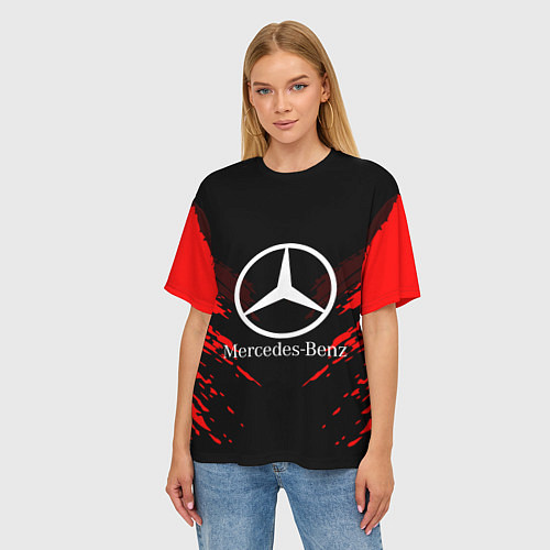 Женская футболка оверсайз Mercedes-Benz: Red Anger / 3D-принт – фото 3