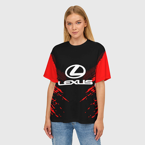 Женская футболка оверсайз Lexus: Red Anger / 3D-принт – фото 3