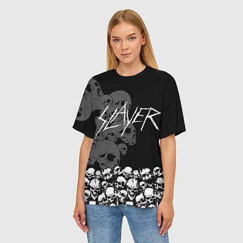 Женская футболка оверсайз Slayer: Dark Skulls / 3D-принт – фото 3
