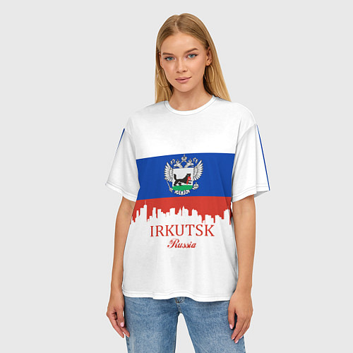Женская футболка оверсайз Irkutsk: Russia / 3D-принт – фото 3
