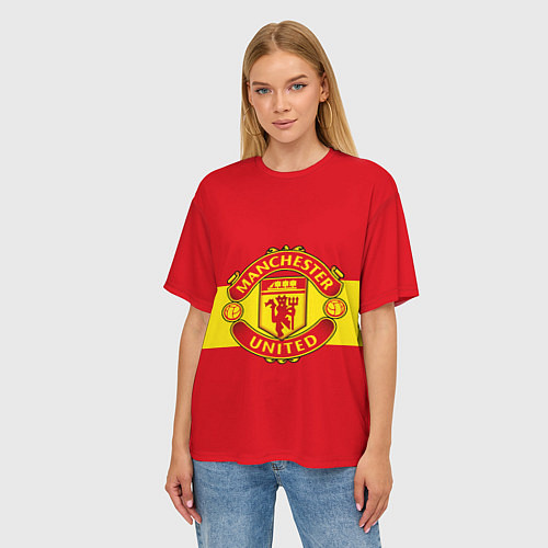 Женская футболка оверсайз FC Man United: Red Style / 3D-принт – фото 3