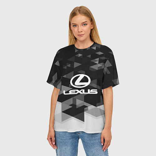 Женская футболка оверсайз Lexus sport geometry / 3D-принт – фото 3