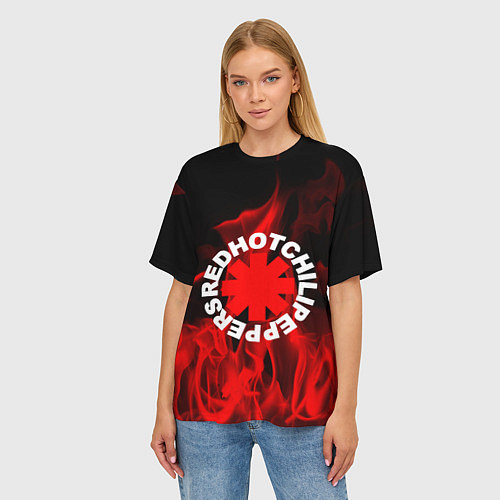 Женская футболка оверсайз RHCP: Red Flame / 3D-принт – фото 3